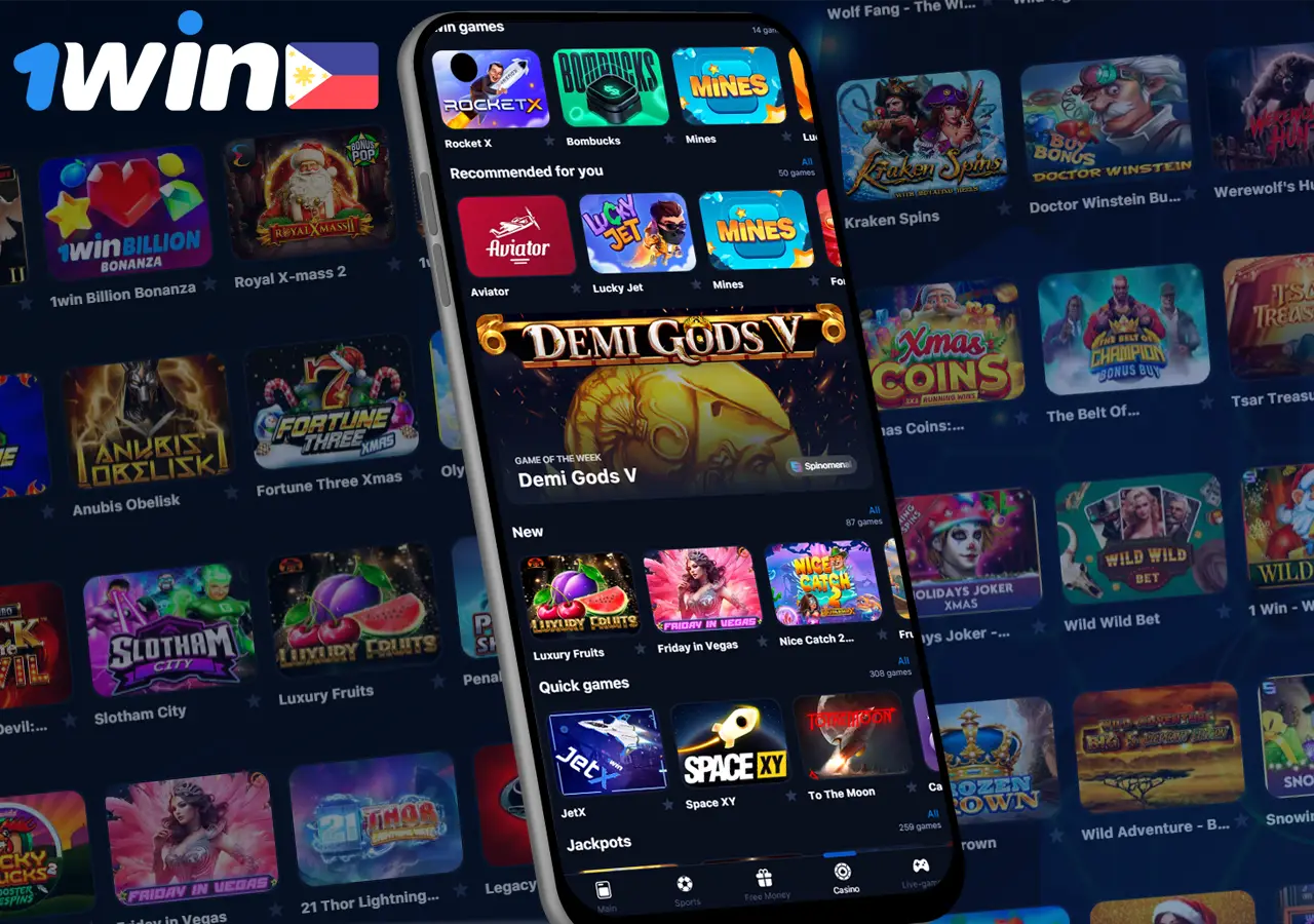 1Win app with a huge collection of casino games