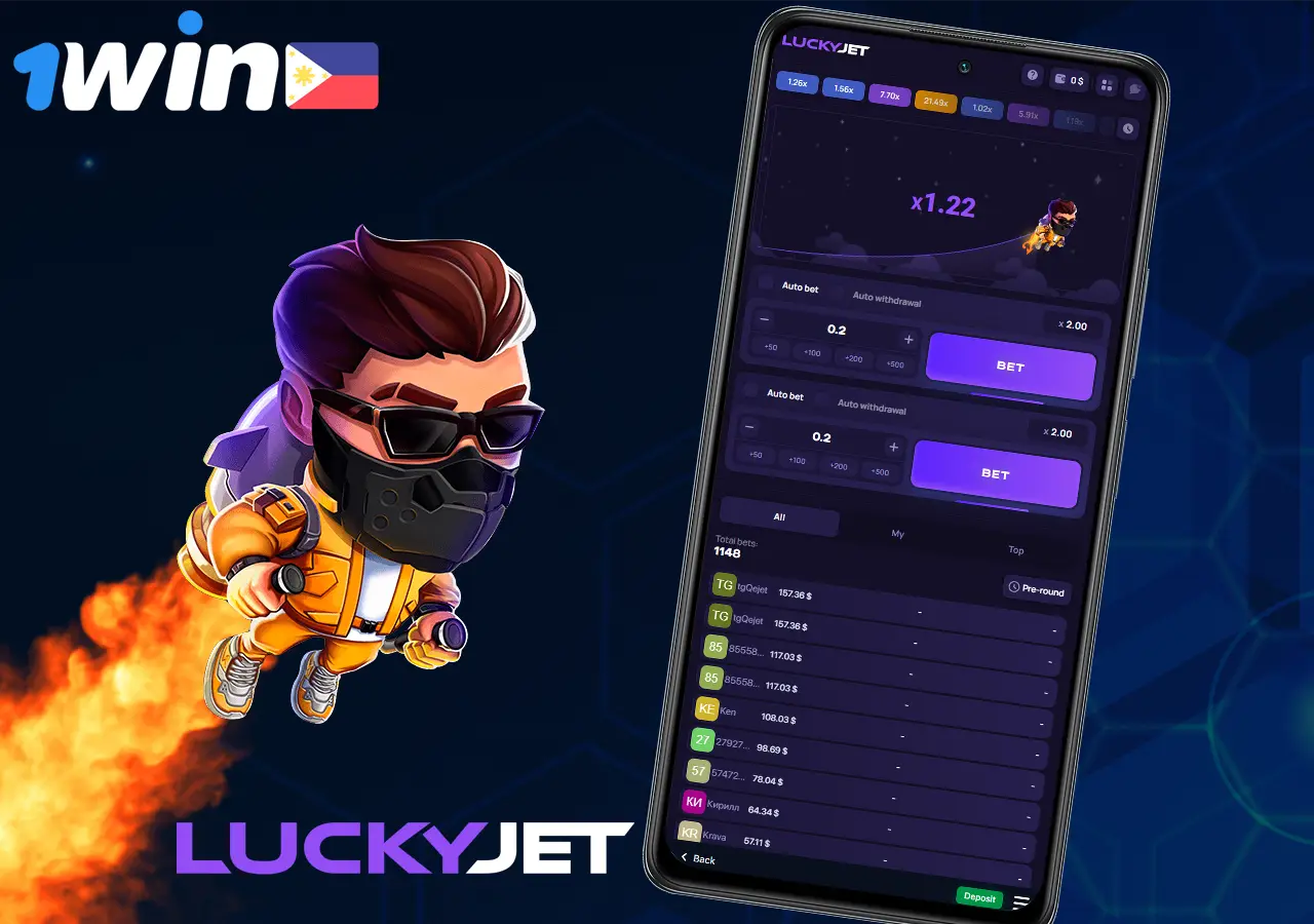 Play LuckyJet in the 1Win app